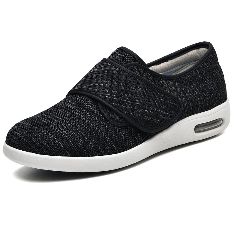 Womens Diabetic Shoes with Adjustable ClosureNonSlip Wide Width Lightweight Shoes for Edema Plantar Fasciitis Bunions Arthritis Swollen Feet BlackGray